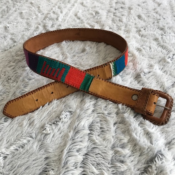 Accessories - Vintage multi colored leather belt size 32